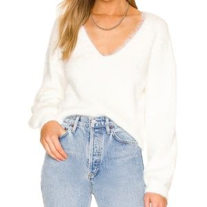 Lovers + Friends White V-Neck Sweater